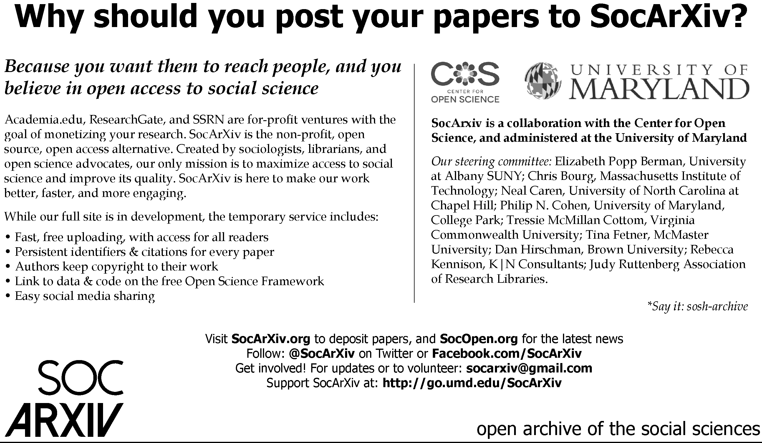 SocArXiv flyer